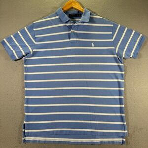 Polo Ralph Lauren Polo Shirt Mens XL Blue Stripes Pony‎ Comfort Classic Casual